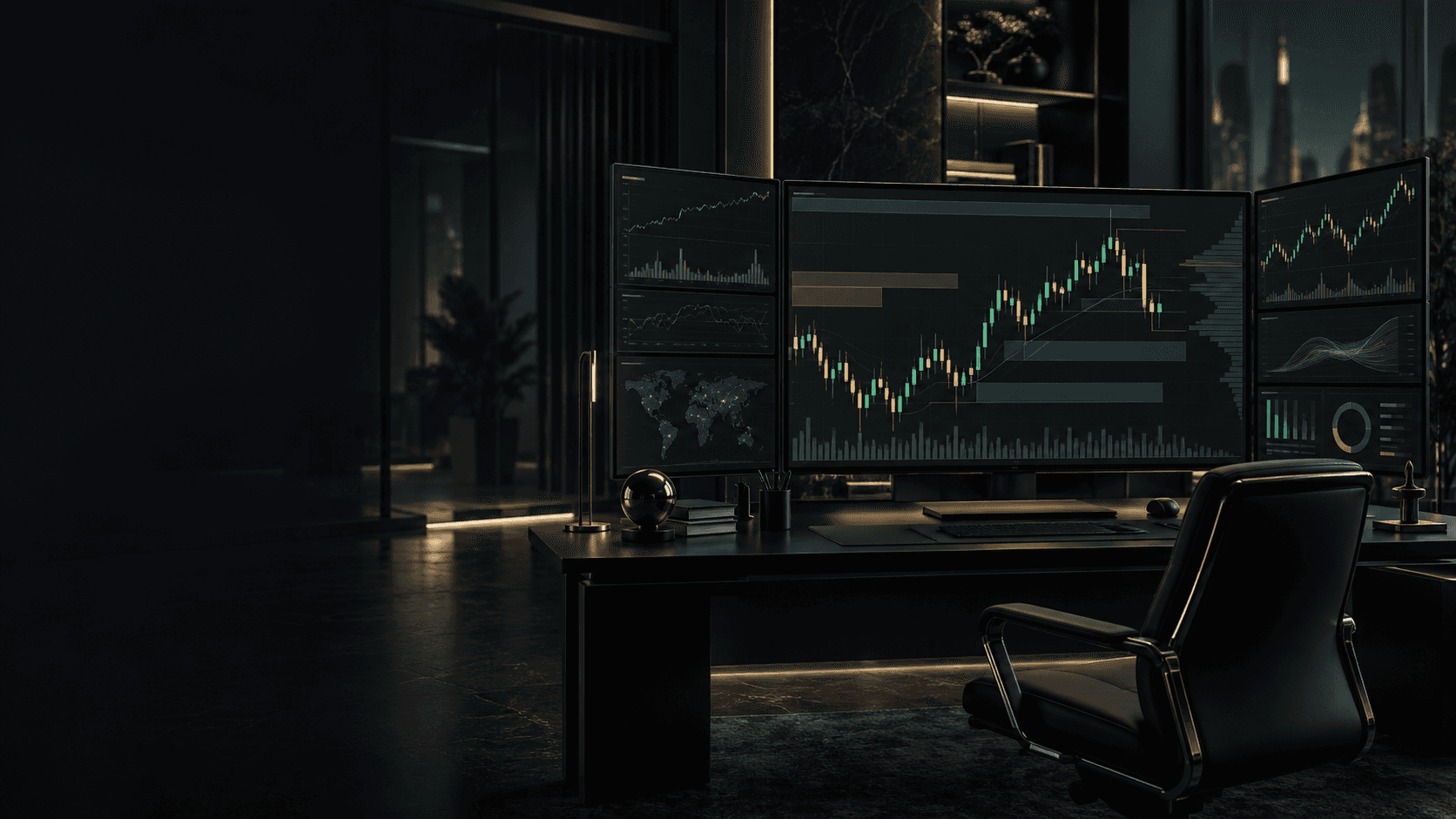 Estación de análisis con gráficos educativos de futuros Nasdaq